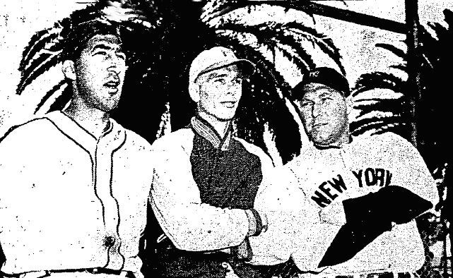 Ray Yochim with Harry Danning and Red Ruffing